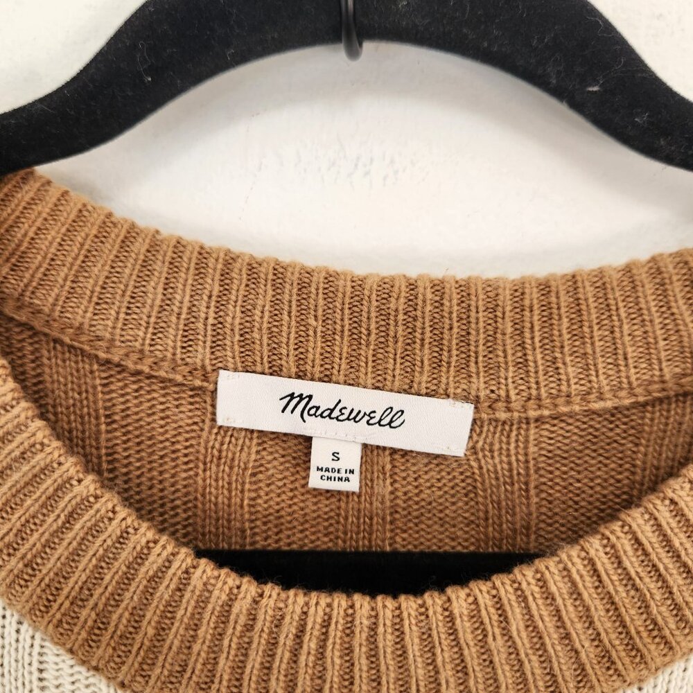 Madewell Wool Alpaca Resourced Ribbed Midi Sweater Dress White Tan S - Picture 7 of 9